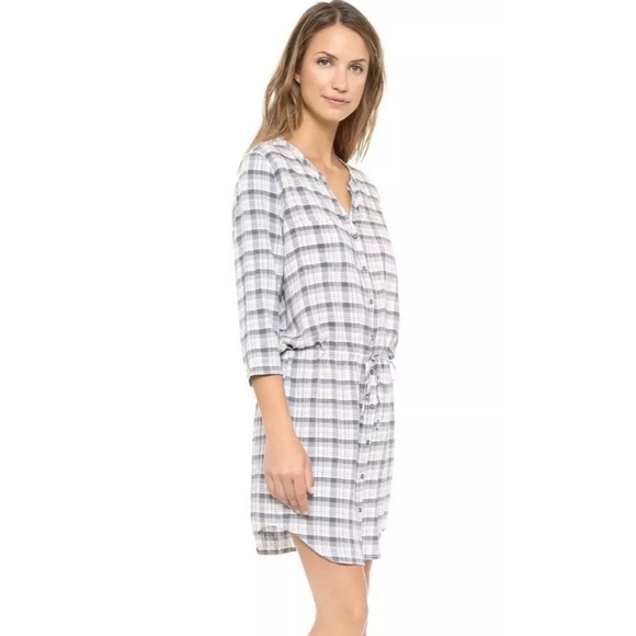 Joie Dresses & Skirts - Soft Joie Dayle Plaid Shirt Dress Gray Check M